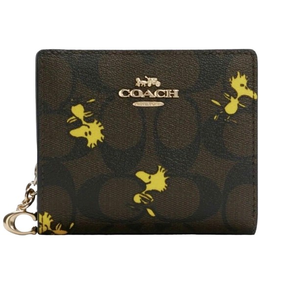 Coach Handbags - NWT Coach Coated Canvas Signature Woodstock Snap Wallet C4592 Brown/Black Multi